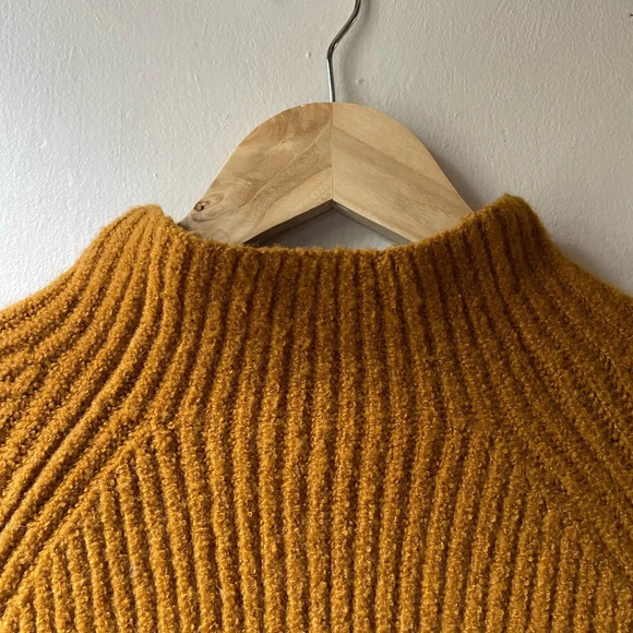 Madewell Northfield Mock Neck Chunky Funnel Knit Harvest Gold Sweater - Picture 7 of 13